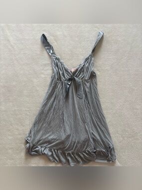 Y2K Victorias Secret Gray Baby doll Semi Sheer Slip Dress Lingerie Small